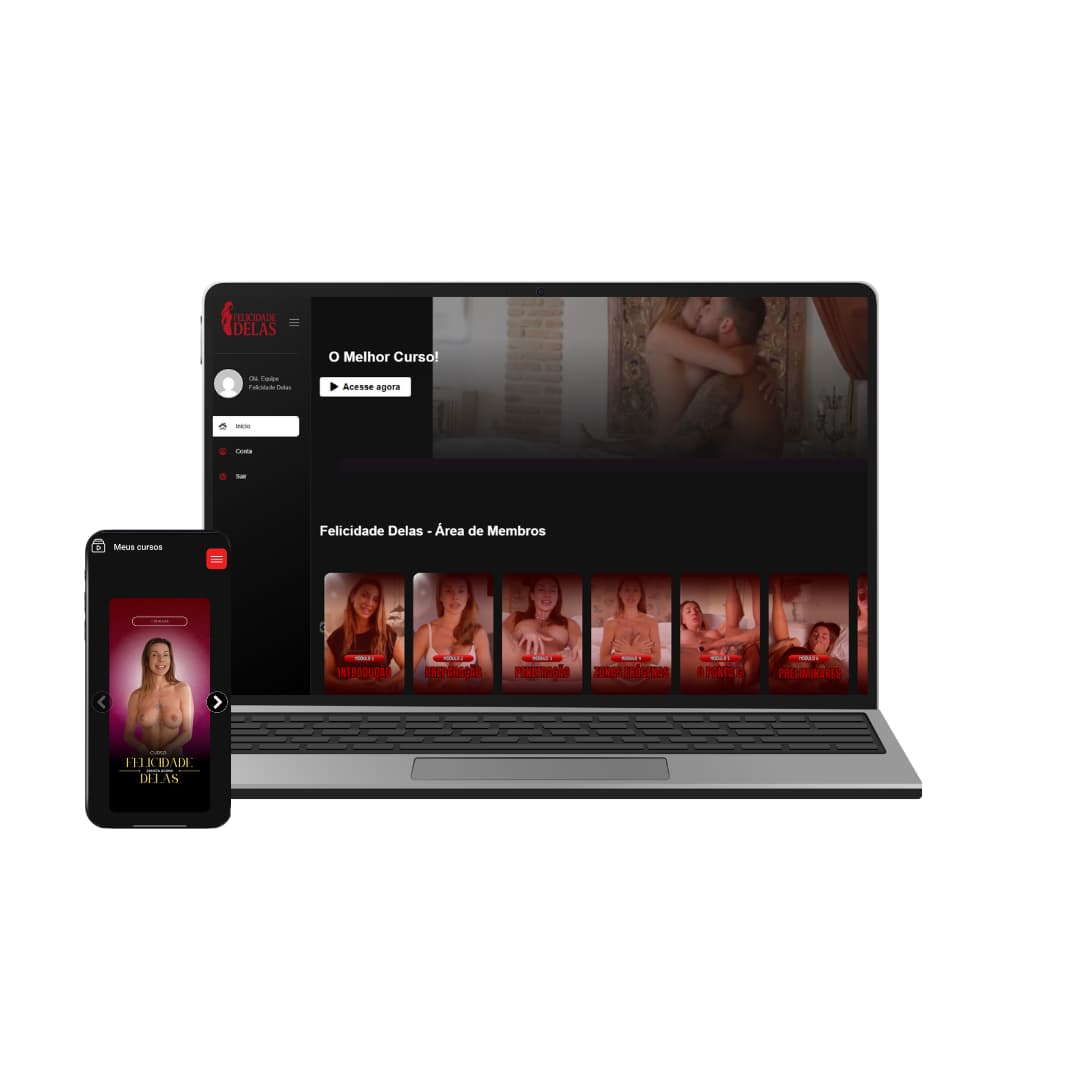 Mockup do acesso basico com laptop e celular mostrando a area de membros